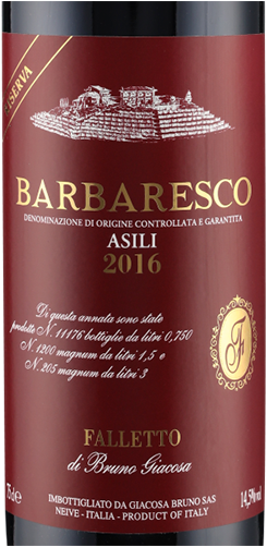 Barbaresco DOC Asili Riserva Etichetta Rossa 2016 Giacosa