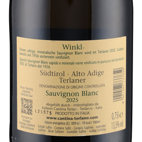 Sauvignon Blanc Winkl DOC 2025 Cantina Terlan