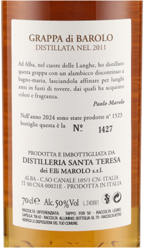 Grappa Barolo 12 Anni 50° Marolo 700ml
