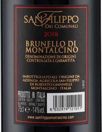 Brunello di Montalcino DOCG 2018 San Filippo