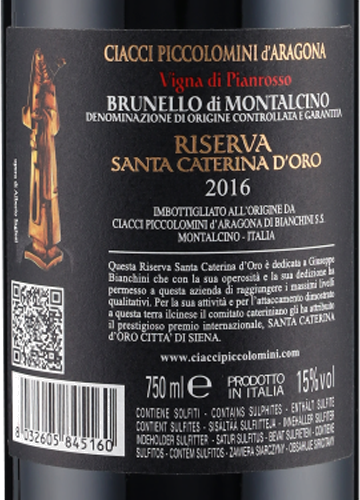 Brunello di Montalcino Riserva Santa Caterina d Oro 2016 Ciacci