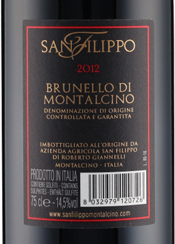Brunello di Montalcino DOCG 2012 San Filippo
