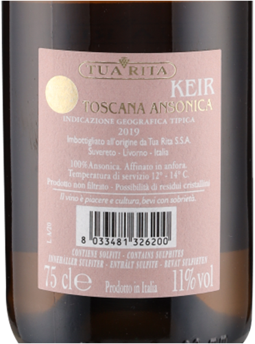 Keir Ansonica Amphora Toscana Bianco IGT 2019 Tua Rita