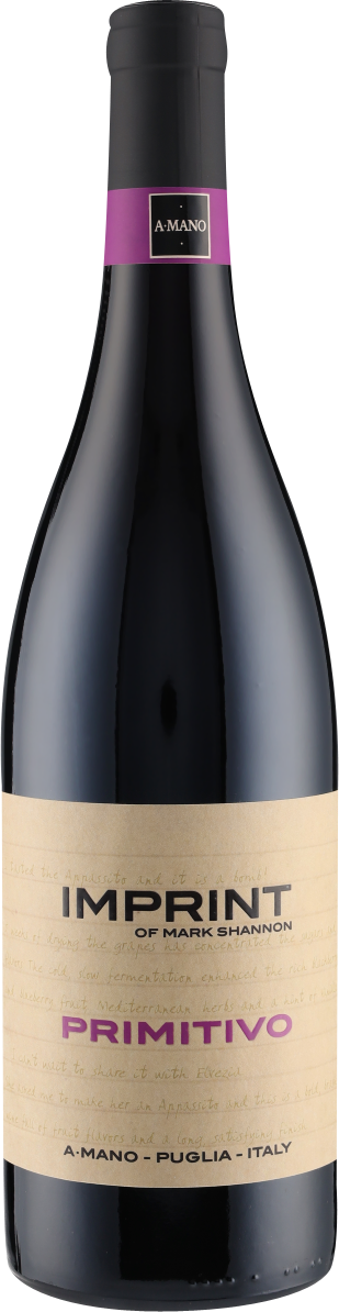 Imprint of Mark Shannon Primitivo Puglia IGT 2019 A Mano