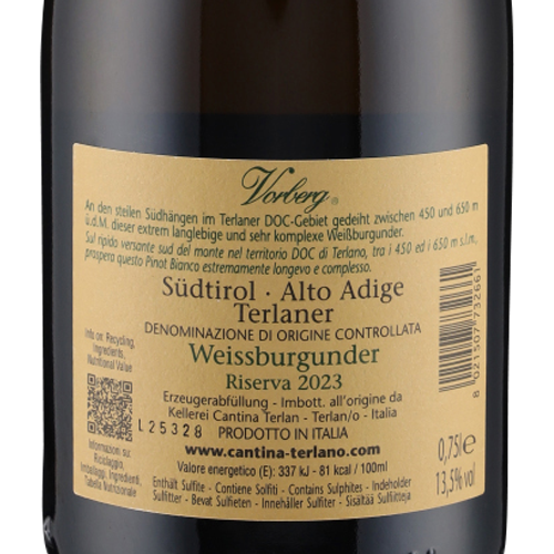 Pinot Bianco Vorberg Riserva DOC 2023 Cantina Terlan