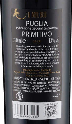 Primitivo Puglia I Muri IGP 2024 Vigneti del Salento