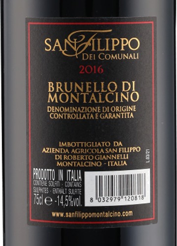 Brunello di Montalcino DOCG 2016 San Filippo