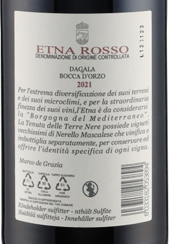 Etna Rosso DOC Dagala Di Bocca D Orzo 2021 Terre Nere