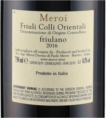 Friulano Zitelle Pesarin Colli Orientali DOC 2016 Meroi