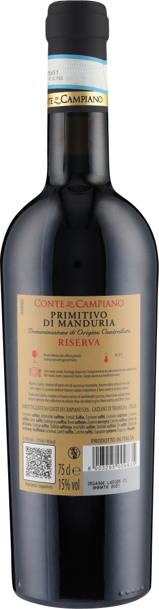 Primitivo di Manduria Riserva 2021 Conte di Campiano