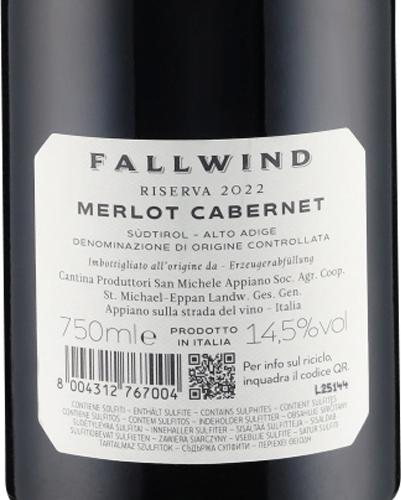 Merlot Cabernet Riserva Fallwind DOC 2022 St. Michael Eppan