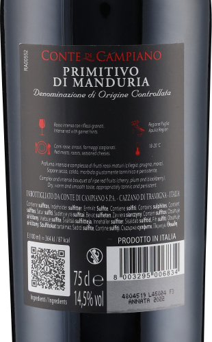 Primitivo di Manduria 2022 DOC Conte di Campiano