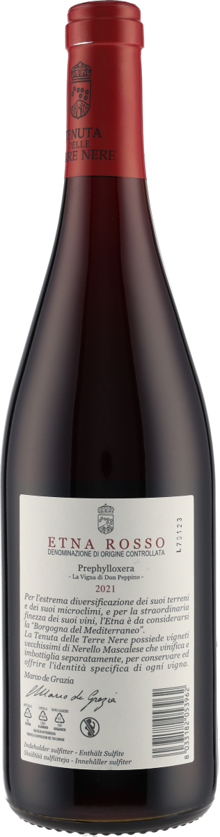 Etna Rosso DOC Prephylloxera Don Peppino 2021 Terre Nere