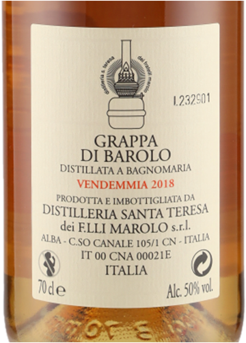Grappa Di Barolo 50° Marolo 700ml