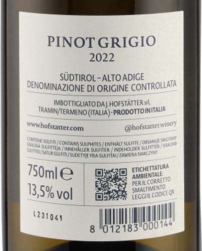 Pinot Grigio Südtirol DOC 2022 J. Hofstätter