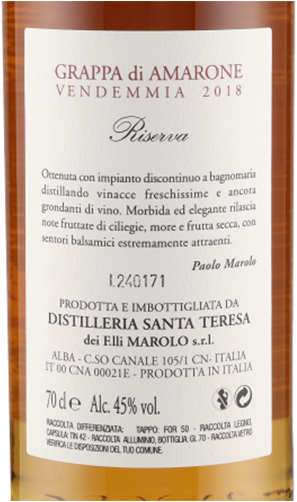Grappa Amarone 45° Marolo 700ml